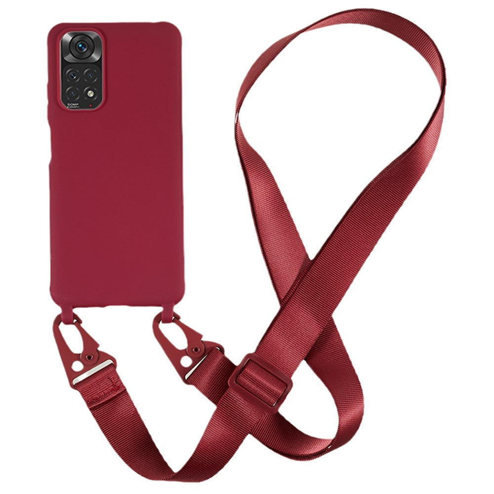 For Xiaomi Redmi Note 11 4G (Qualcomm) / Note 11S 4G Soft TPU Phone Case Matte Finish Anti-drop Cover with Wide Lanyard