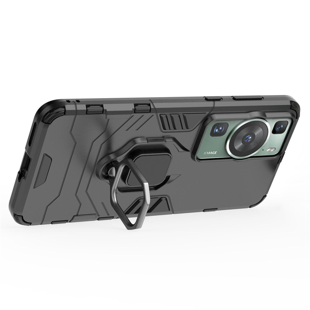 Huawei P60/P60 Pro mobilskal TPU+PC stötsäkert fodral med ringhållare och stöd