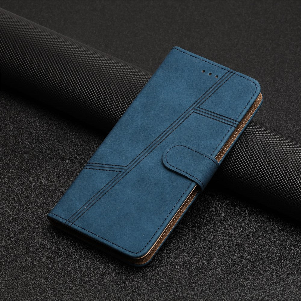 For Xiaomi 13 Lite / Civi 2 5G Skin-touch Imprinted Line Cover PU Leather Phone Shell with Wallet Stand