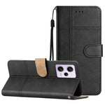 Xiaomi Redmi Note 12 Pro 5G / Note 12 Pro Speed 5G / Poco X5 Pro 5G Läderplånboksfodral Linjepräglad Kohudtextur Stativmobilskal