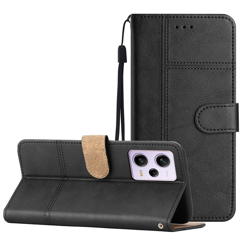 Xiaomi Redmi Note 12 Pro 5G / Note 12 Pro Speed 5G / Poco X5 Pro 5G Läderplånboksfodral Linjepräglad Kohudtextur Stativmobilskal