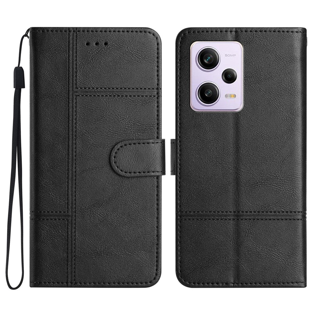 Xiaomi Redmi Note 12 Pro 5G / Note 12 Pro Speed 5G / Poco X5 Pro 5G Läderplånboksfodral Linjepräglad Kohudtextur Stativmobilskal