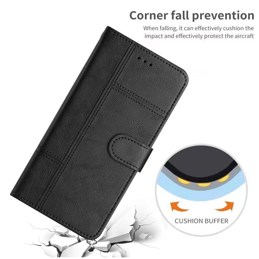 For Xiaomi Redmi Note 12 Pro 5G / Note 12 Pro Speed 5G / Poco X5 Pro 5G Leather Wallet Case Line Imprinted Cowhide Texture Stand Phone Cover