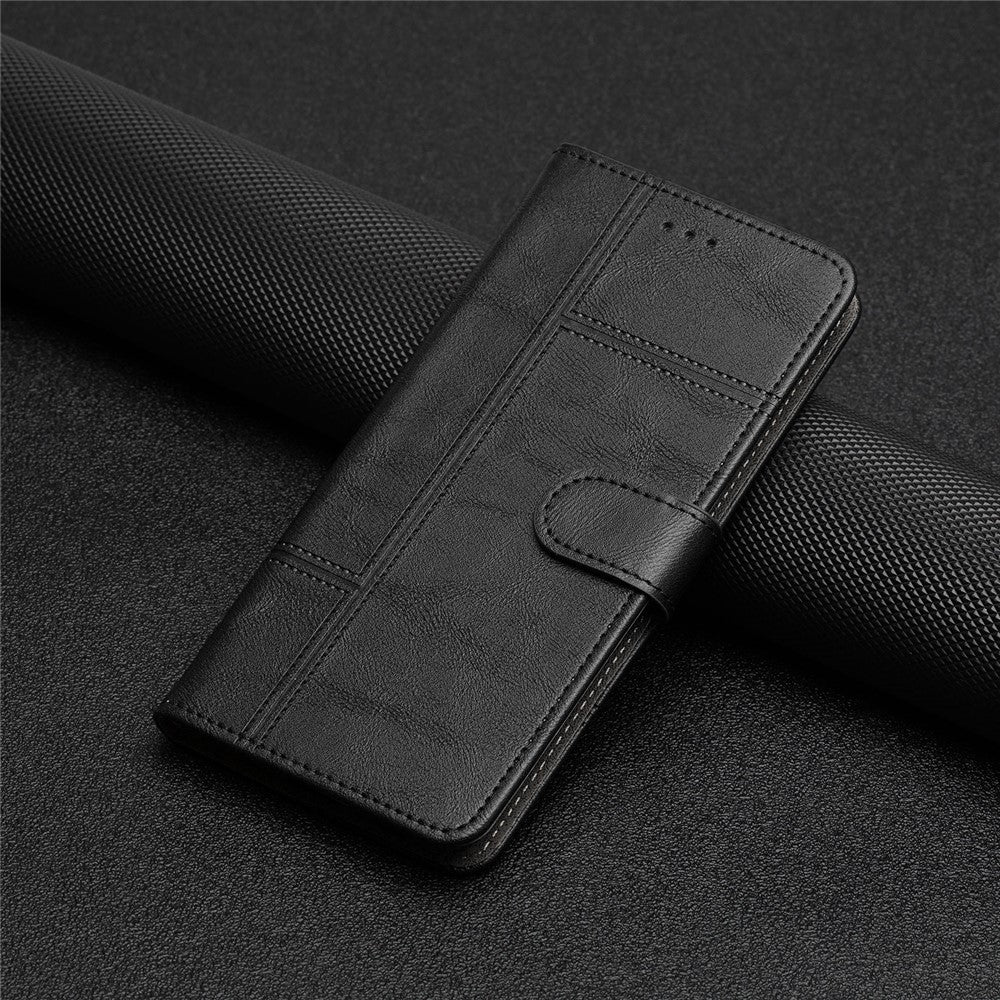 For Xiaomi Redmi Note 12 Pro 5G / Note 12 Pro Speed 5G / Poco X5 Pro 5G Leather Wallet Case Line Imprinted Cowhide Texture Stand Phone Cover