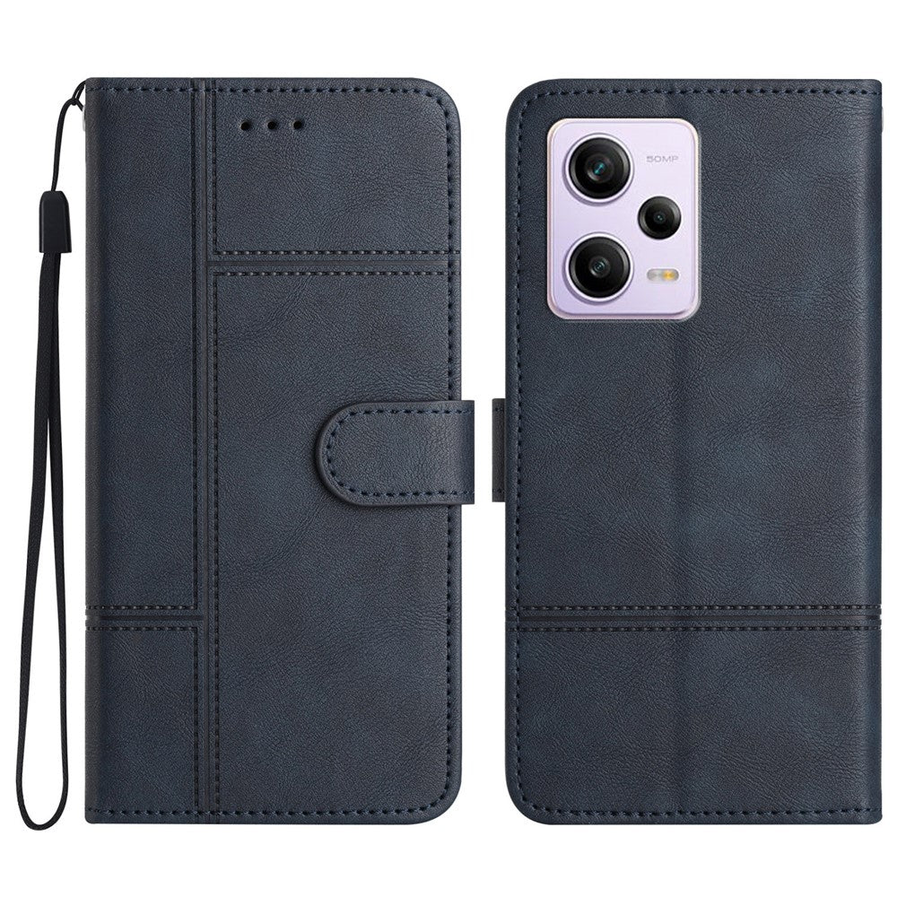 Xiaomi Redmi Note 12 Pro 5G / Note 12 Pro Speed 5G / Poco X5 Pro 5G Läderplånboksfodral Linjepräglad Kohudtextur Stativmobilskal