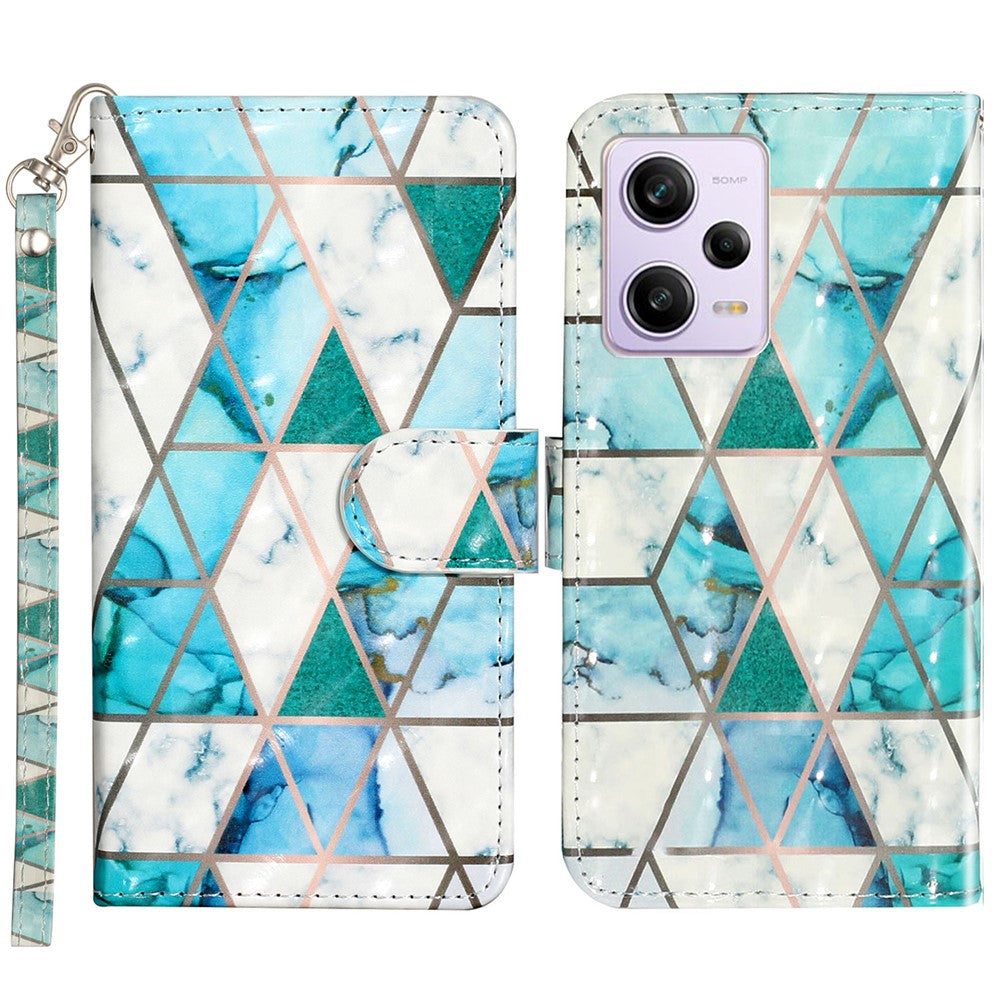 Xiaomi Poco X5 Pro 5G / Redmi Note 12 Pro Speed 5G / Note 12 Pro 5G 3D-mönsterutskrift mobilskal PU-läder Plånboksfodral Fallskyddande fodral