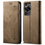 Huawei P60 Pro / P60 Mobilskal PU Läder Jeans Tyg Textur Plånboksfodral mobilskal