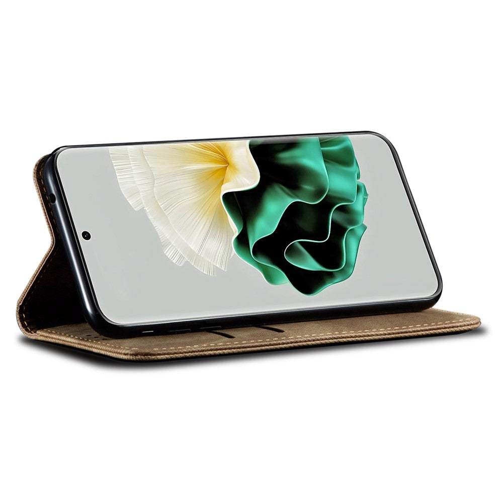 Huawei P60 Pro / P60 Mobilskal PU Läder Jeans Tyg Textur Plånboksfodral mobilskal