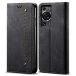 Huawei P60 Pro / P60 Mobilskal PU Läder Jeans Tyg Textur Plånboksfodral mobilskal
