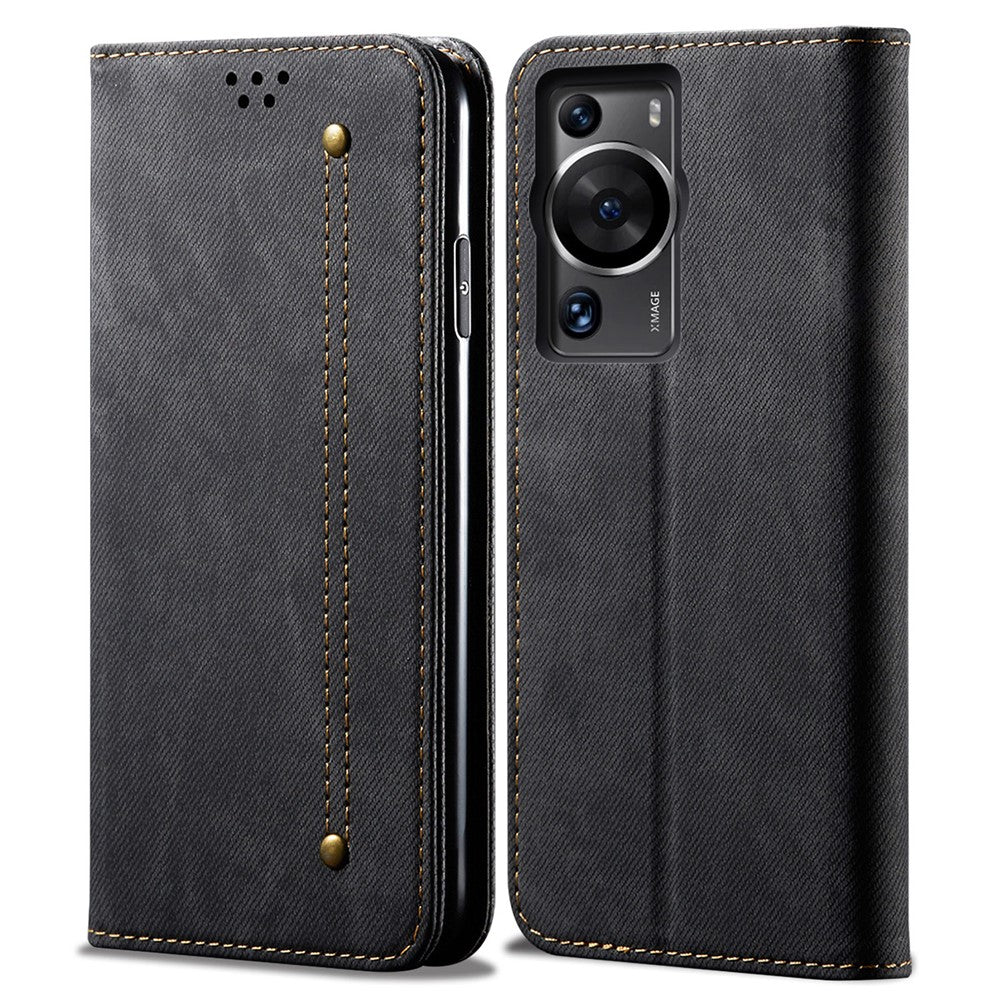 Huawei P60 Pro / P60 Mobilskal PU Läder Jeans Tyg Textur Plånboksfodral mobilskal