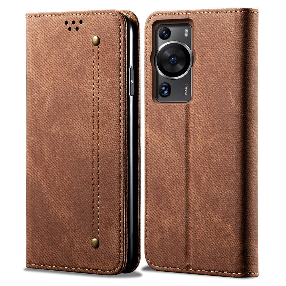 Huawei P60 Pro / P60 Mobilskal PU Läder Jeans Tyg Textur Plånboksfodral mobilskal