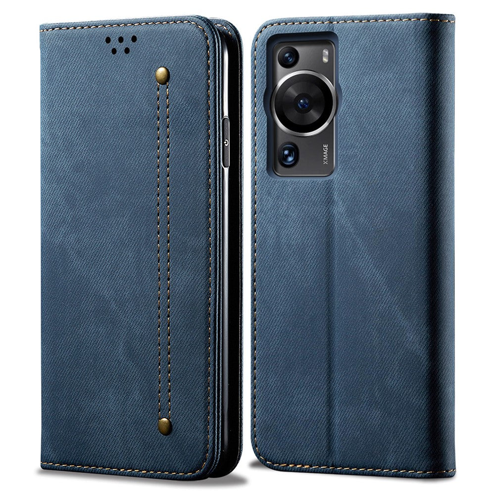 Huawei P60 Pro / P60 Mobilskal PU Läder Jeans Tyg Textur Plånboksfodral mobilskal