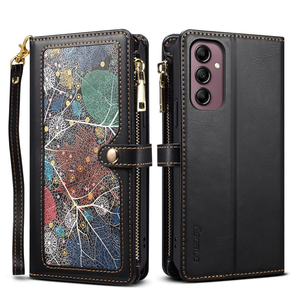 ESEBLE for Samsung Galaxy M54 5G / F54 5G RFID Blocking Leather Phone Case Zipper Pocket Wallet Stand Cover