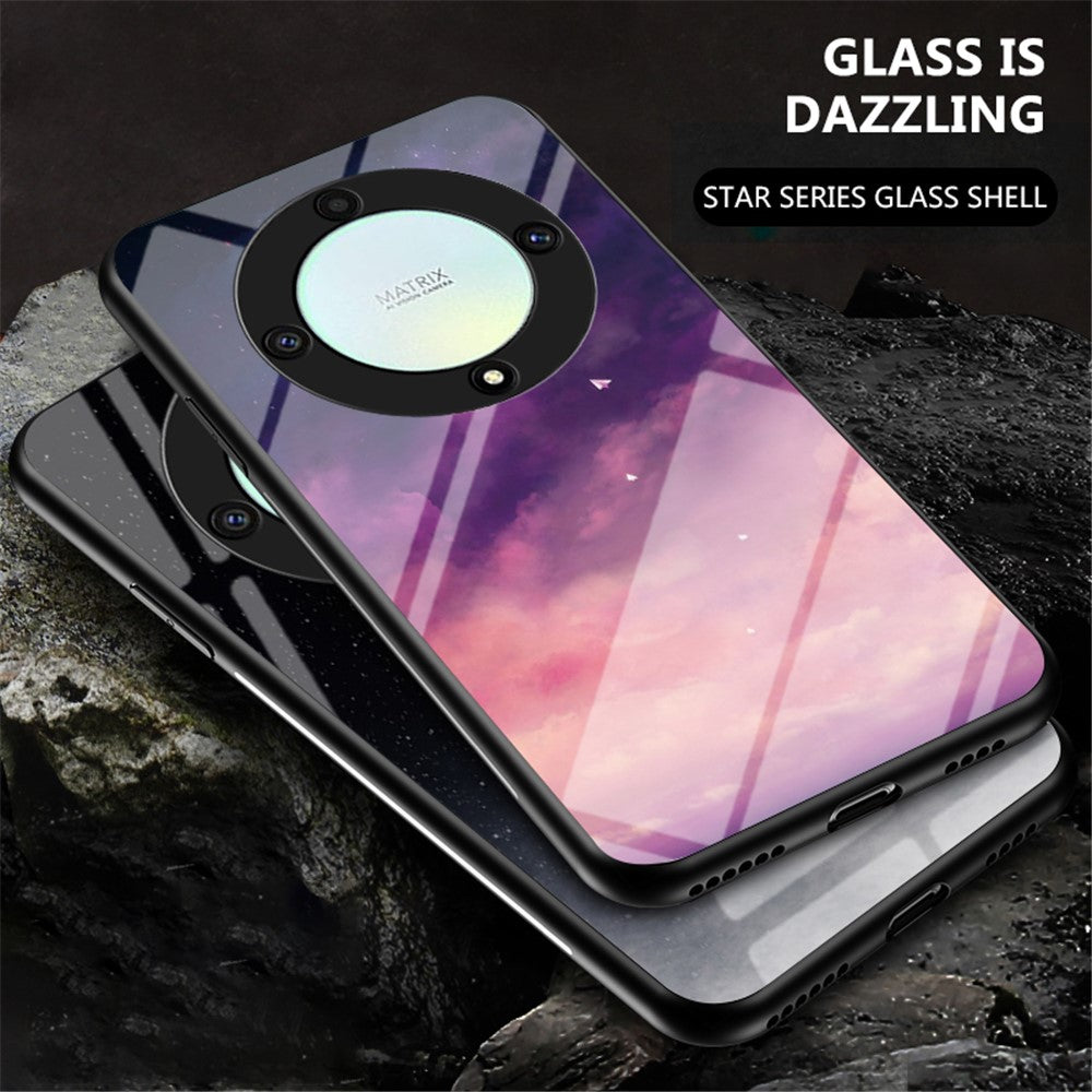 For Honor X9a 5G Stjernehimmel Mønster Telefoncover PC+TPU+Hærdet Glas Anti-ridse Cover
