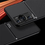 Huawei P60 Lines Printed Anti-fall-mobilskal PU-läder + TPU-skal