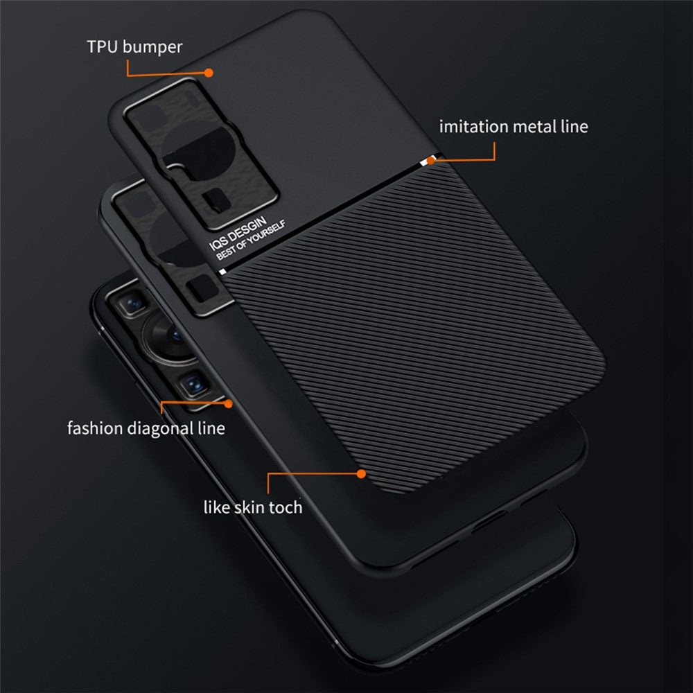 Huawei P60 Lines Printed Anti-fall-mobilskal PU-läder + TPU-skal