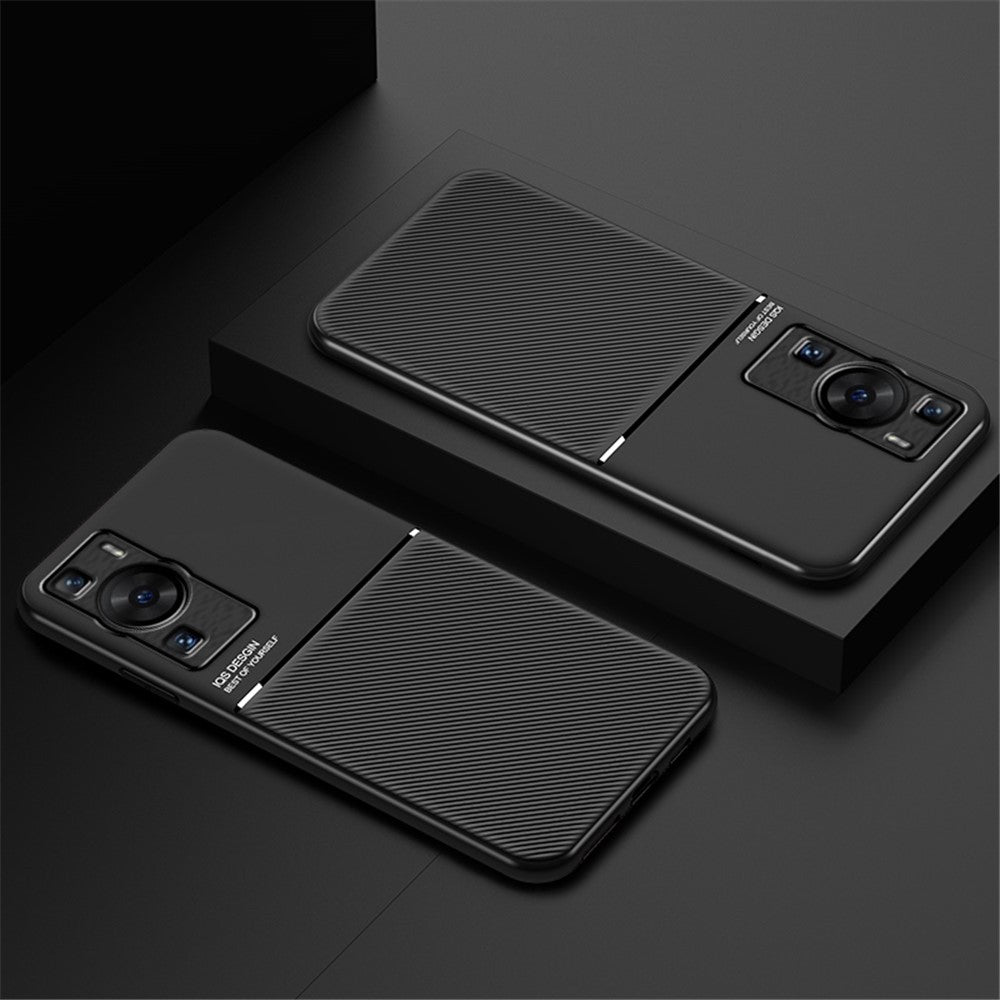 Huawei P60 Lines Printed Anti-fall-mobilskal PU-läder + TPU-skal