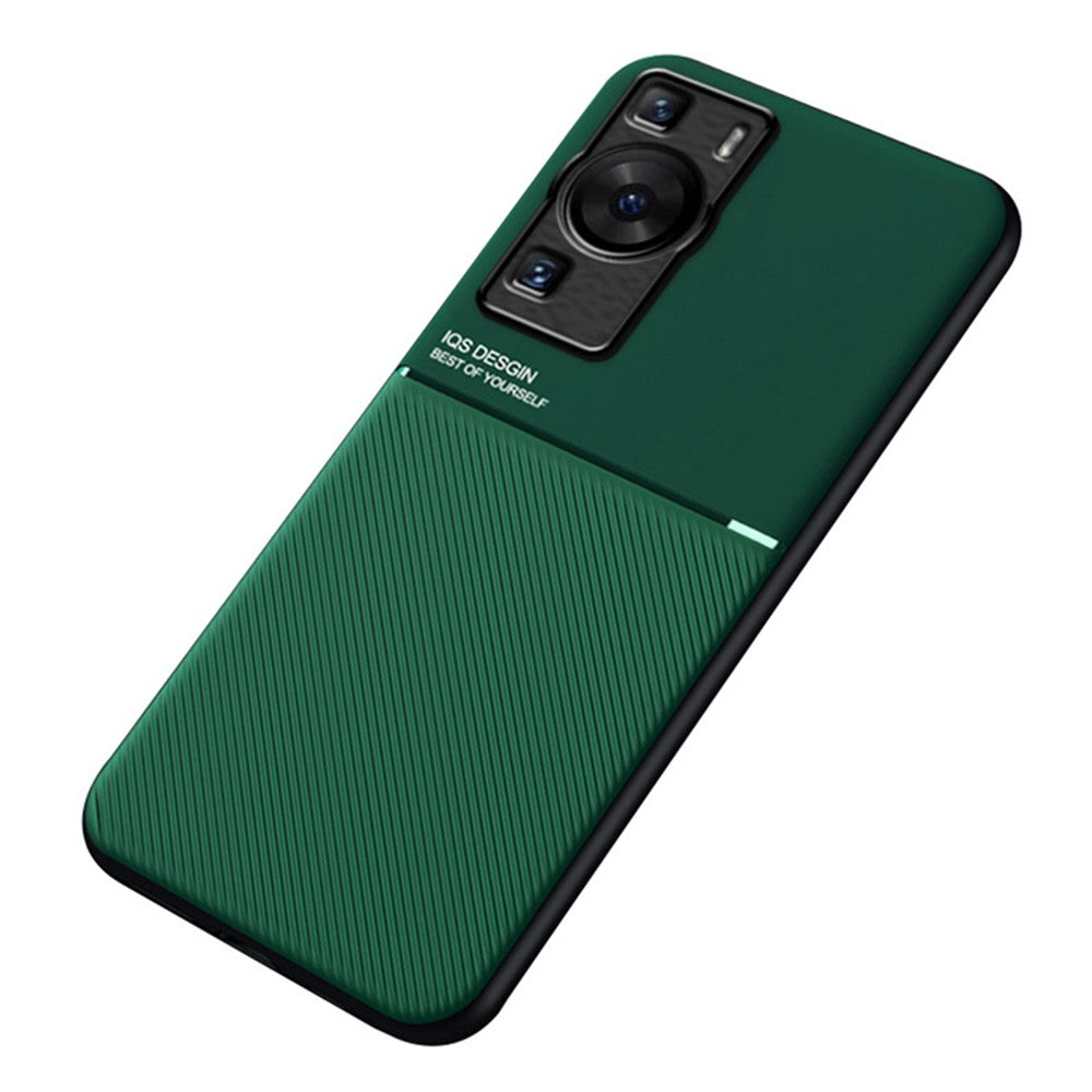 Huawei P60 Lines Printed Anti-fall-mobilskal PU-läder + TPU-skal