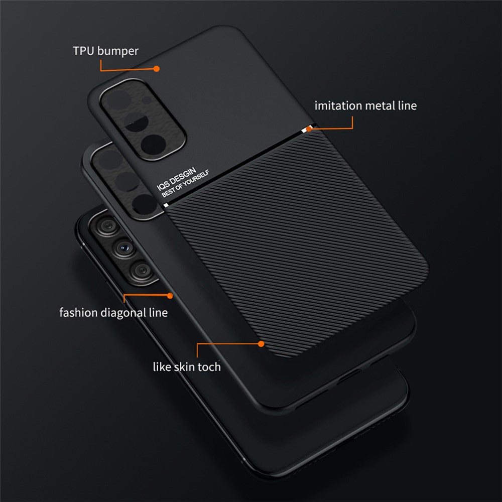 Samsung Galaxy A34 5G Smartphone-skal Linjer Präglat Läder+TPU Mobilmobilskal