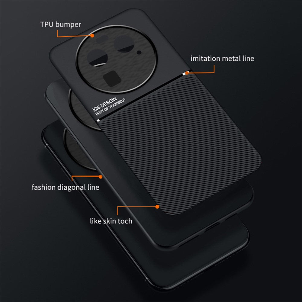 Oppo Find X6 Lines Printed Phone Case Reptåligt Läder + TPU-fodral