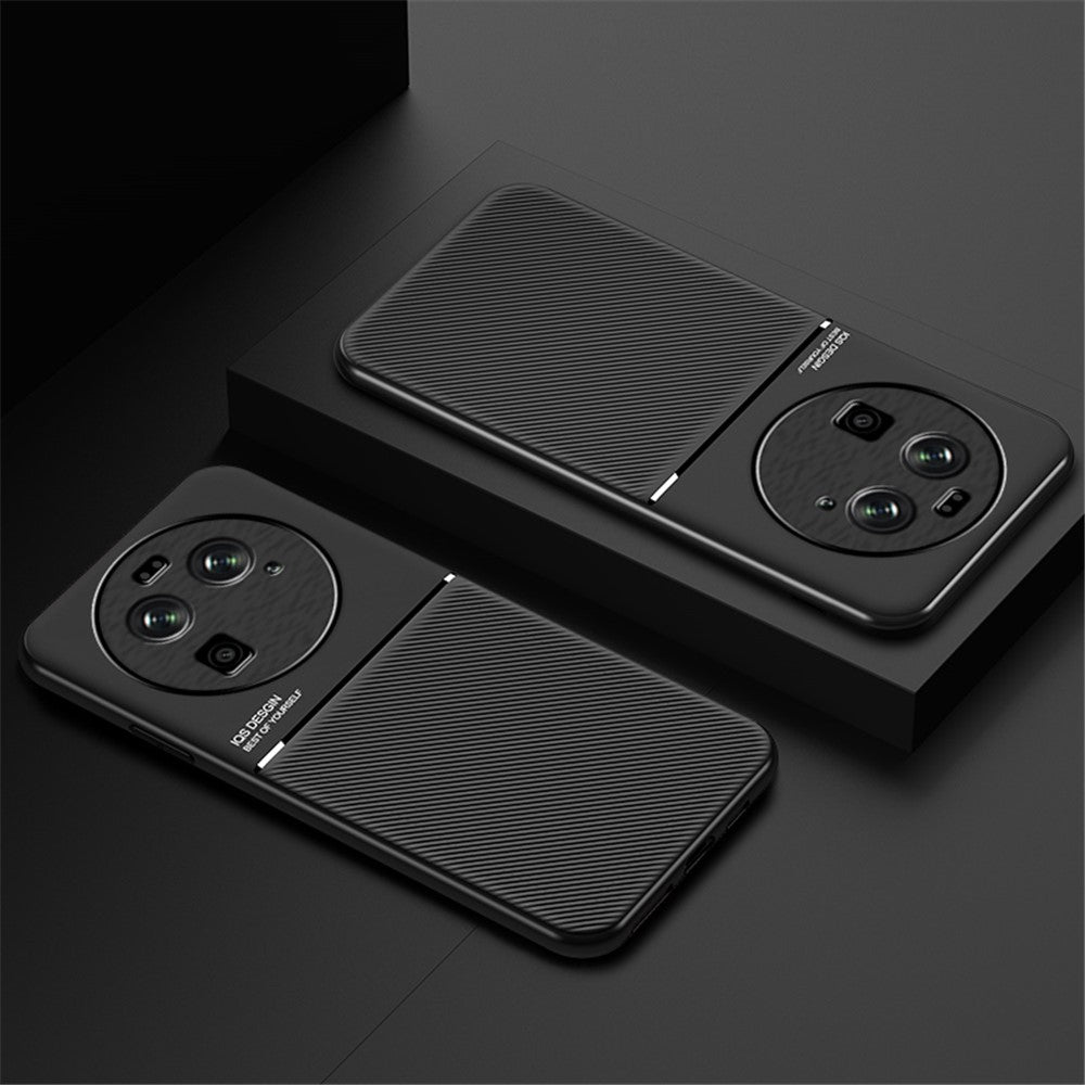 Oppo Find X6 Lines Printed Phone Case Reptåligt Läder + TPU-fodral