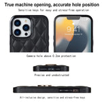 For iPhone 12 Pro Max Anti-Dust PU Leather+TPU Phone Case Stitching Rhombus Ring Holder Kickstand Phone Shell