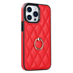 For iPhone 12 Pro Max Anti-Dust PU Leather+TPU Phone Case Stitching Rhombus Ring Holder Kickstand Phone Shell
