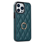 For iPhone 12 Pro Max Anti-Dust PU Leather+TPU Phone Case Stitching Rhombus Ring Holder Kickstand Phone Shell