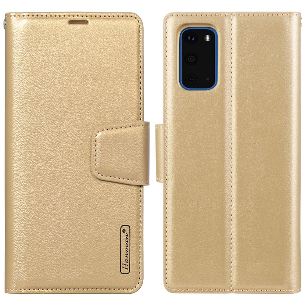 HANMAN Mill-serien för Samsung Galaxy S20 5G / 4G Läderfodral med stativ, plånbok, fallskyddande mobilfodral