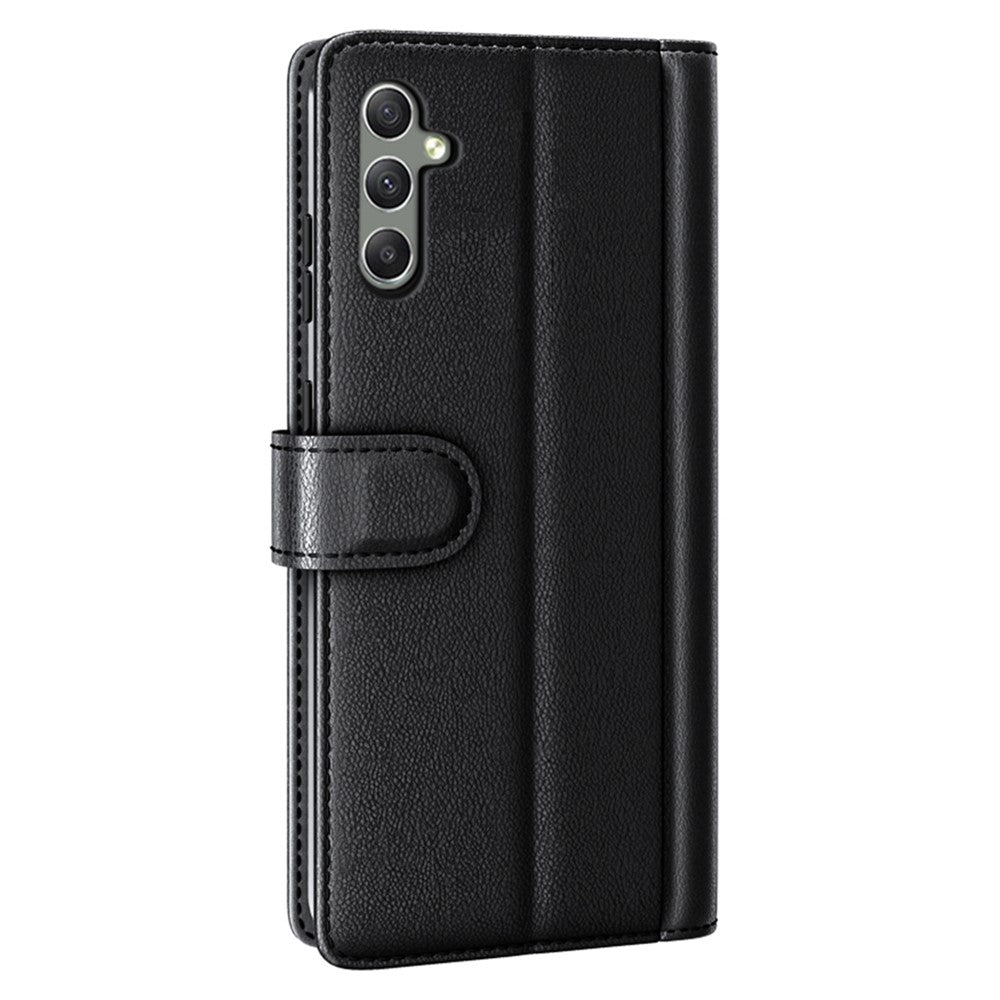 For Samsung Galaxy A24 4G (162.1 x 77.6 x 8.3mm) Flip Stand Drop-proof Cover Genuine Cow Leather Phone Wallet Case