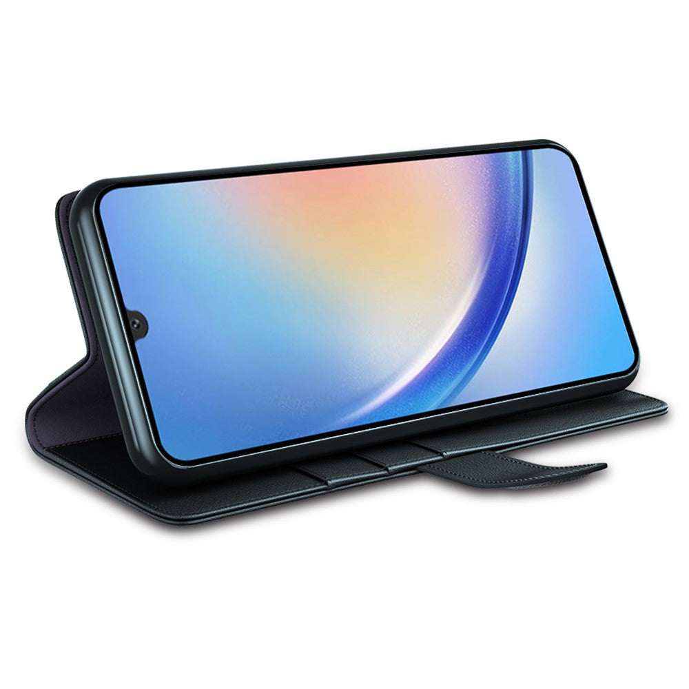 For Samsung Galaxy A24 4G (162.1 x 77.6 x 8.3mm) Flip Stand Drop-proof Cover Genuine Cow Leather Phone Wallet Case