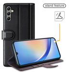 For Samsung Galaxy A24 4G (162.1 x 77.6 x 8.3mm) Flip Stand Drop-proof Cover Genuine Cow Leather Phone Wallet Case