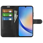 For Samsung Galaxy A24 4G (162.1 x 77.6 x 8.3mm) PU Leather Wallet Shell Litchi Texture Phone Case Flip Stand Cover