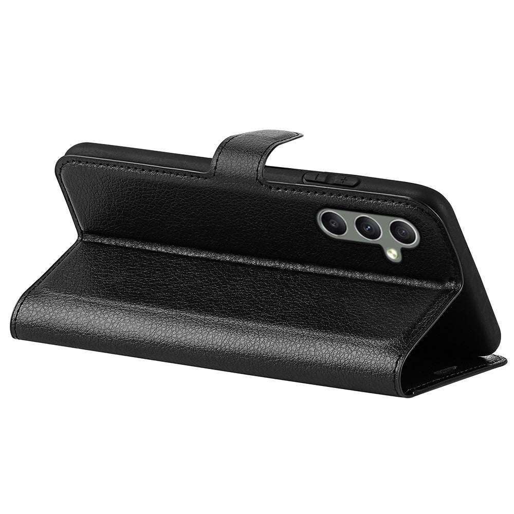 For Samsung Galaxy A24 4G (162.1 x 77.6 x 8.3mm) PU Leather Wallet Shell Litchi Texture Phone Case Flip Stand Cover