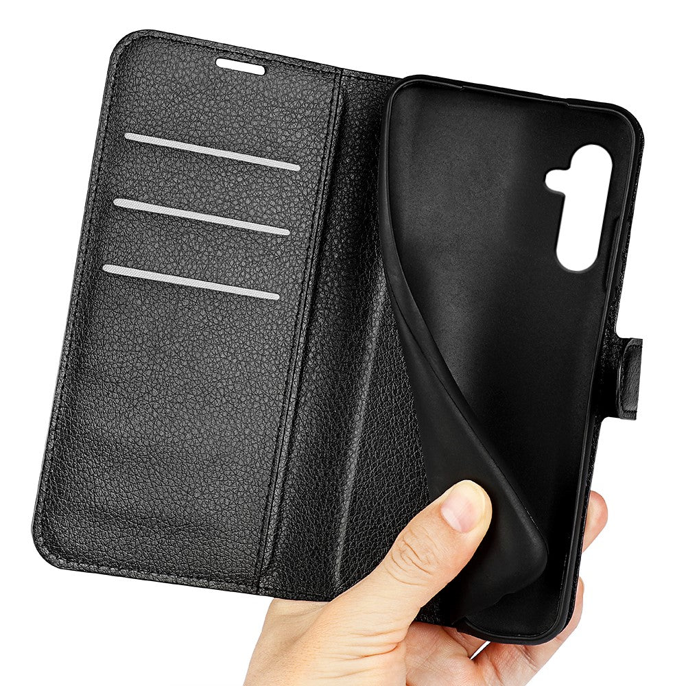 For Samsung Galaxy A24 4G (162.1 x 77.6 x 8.3mm) PU Leather Wallet Shell Litchi Texture Phone Case Flip Stand Cover