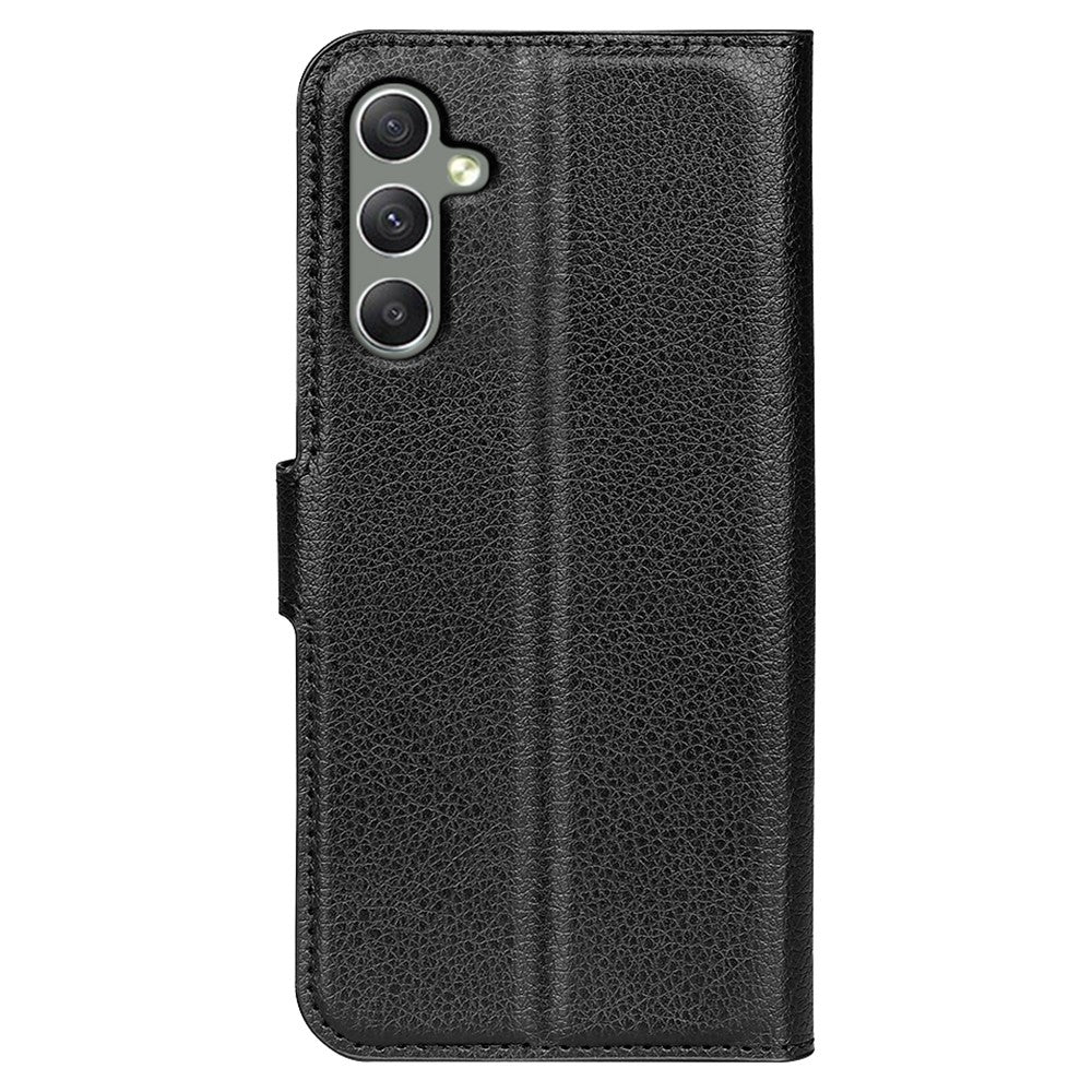 For Samsung Galaxy A24 4G (162.1 x 77.6 x 8.3mm) PU Leather Wallet Shell Litchi Texture Phone Case Flip Stand Cover