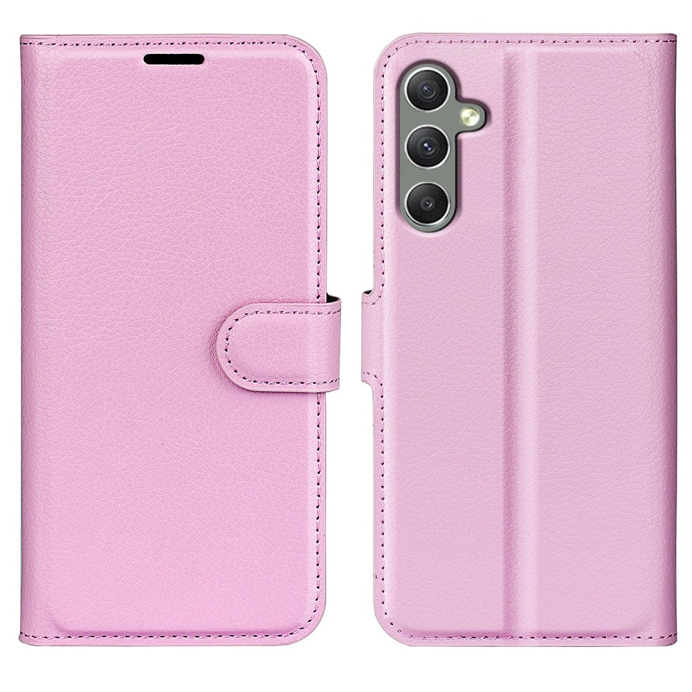 For Samsung Galaxy A24 4G (162.1 x 77.6 x 8.3mm) PU Leather Wallet Shell Litchi Texture Phone Case Flip Stand Cover