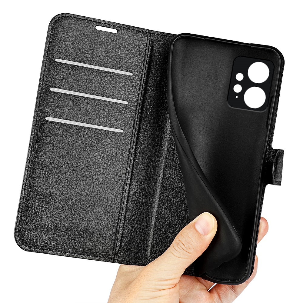 For Xiaomi Redmi Note 12 4G Litchi Texture PU Leather Wallet Anti-drop Shell Flip Stand Phone Case