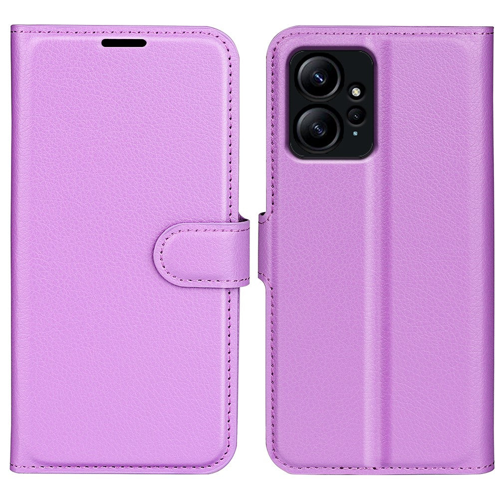 Xiaomi Redmi Note 12 4G Litchi Texture PU Läder Plånbok Anti-fall Shell Flip Stand mobilskal
