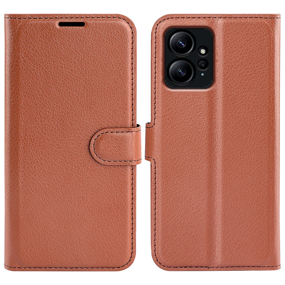 For Xiaomi Redmi Note 12 4G Litchi Texture PU Leather Wallet Anti-drop Shell Flip Stand Phone Case