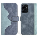 Xiaomi Redmi Note 12 4G Dubbelfärgad Skarvning Läderplånbok Anti-fall-fodral Flip Stand mobilskal