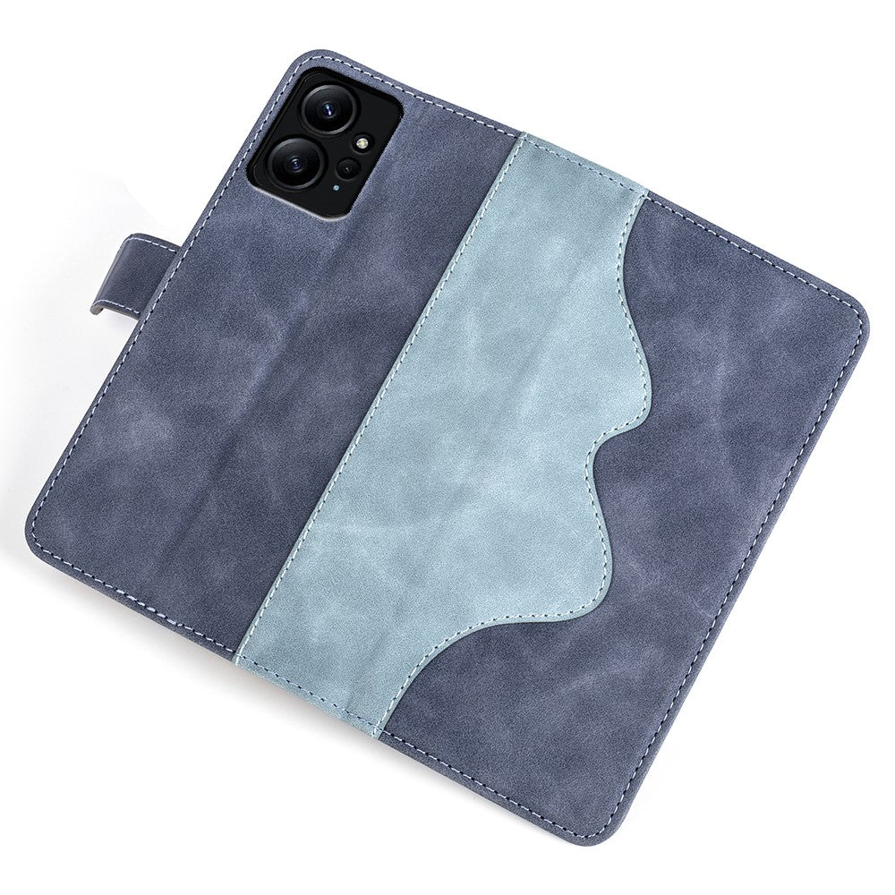 Xiaomi Redmi Note 12 4G Dubbelfärgad Skarvning Läderplånbok Anti-fall-fodral Flip Stand mobilskal