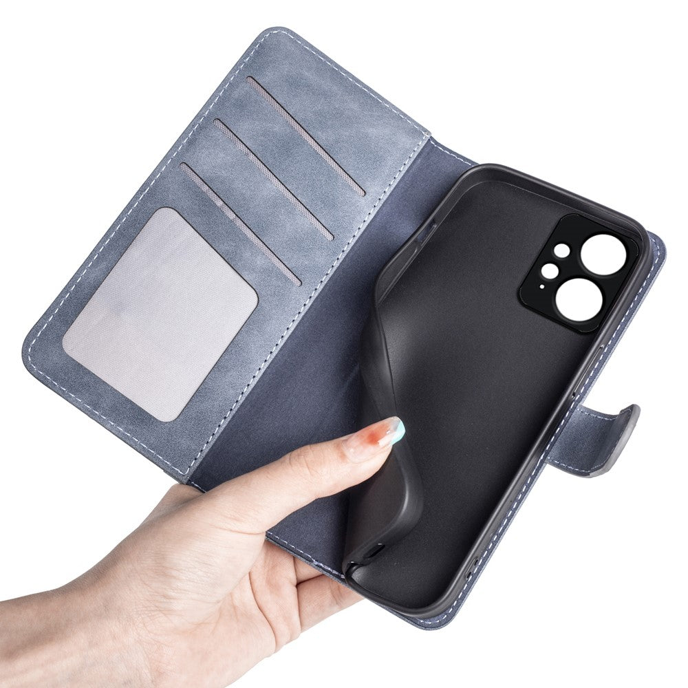 Xiaomi Redmi Note 12 4G Dubbelfärgad Skarvning Läderplånbok Anti-fall-fodral Flip Stand mobilskal