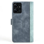 Xiaomi Redmi Note 12 4G Dubbelfärgad Skarvning Läderplånbok Anti-fall-fodral Flip Stand mobilskal