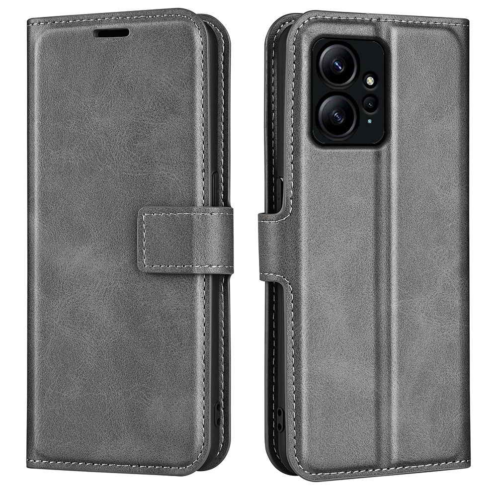For Xiaomi Redmi Note 12 4G Leather Wallet Protective Shell Calf Texture Square Clasp Stand Phone Case
