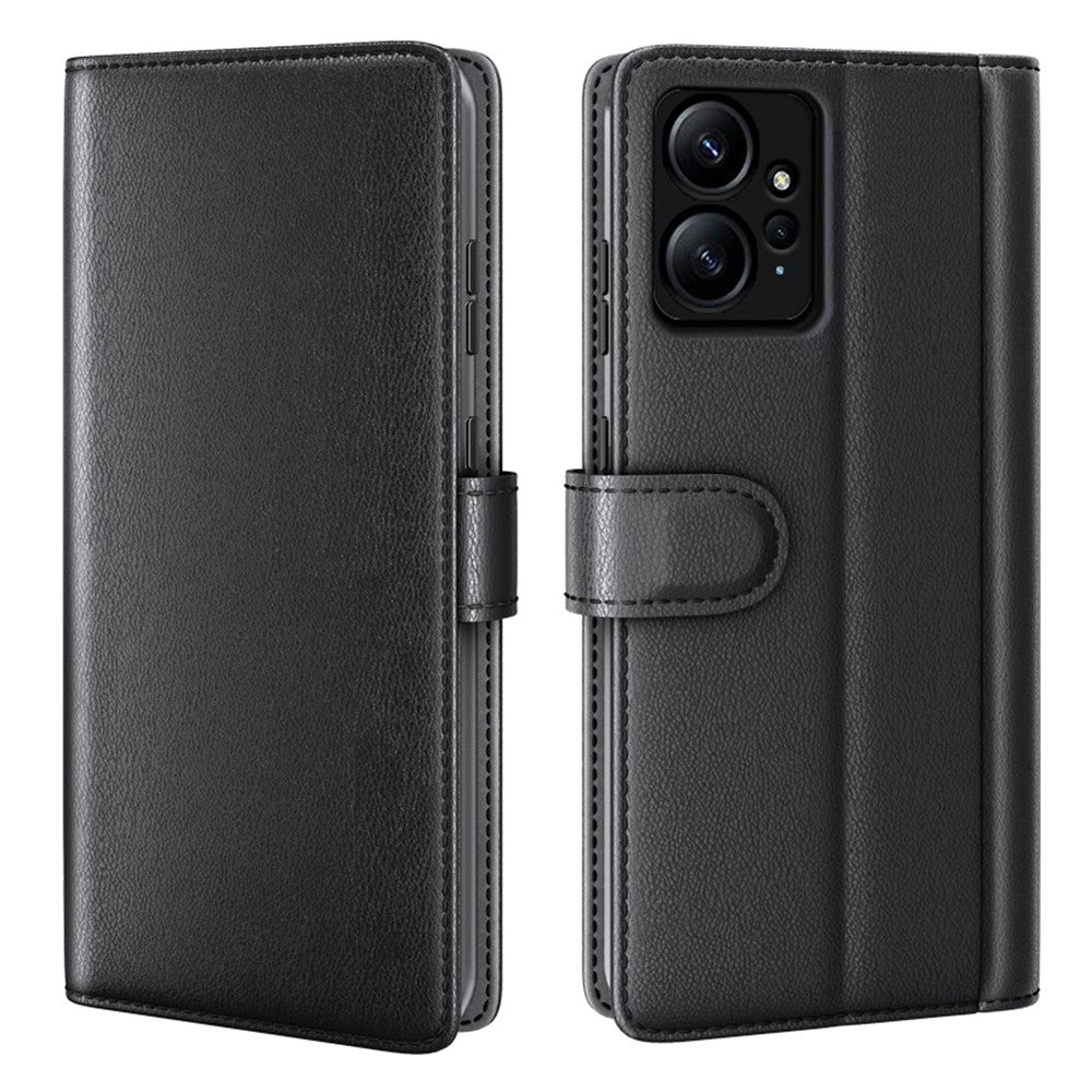For Xiaomi Redmi Note 12 4G Genuine Cow Leather Wallet Phone Case Flip Stand Shockproof Cover