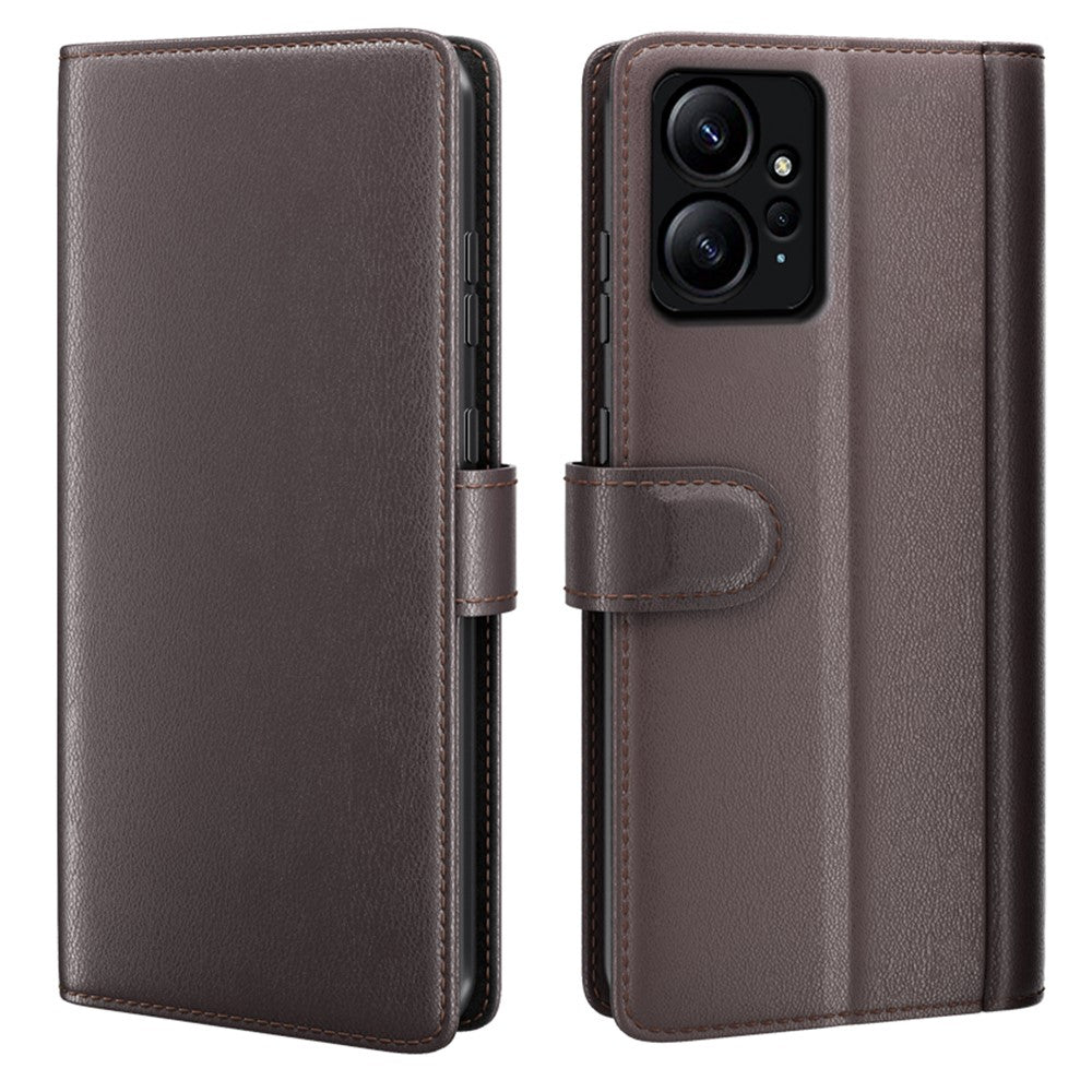 For Xiaomi Redmi Note 12 4G Genuine Cow Leather Wallet Phone Case Flip Stand Shockproof Cover