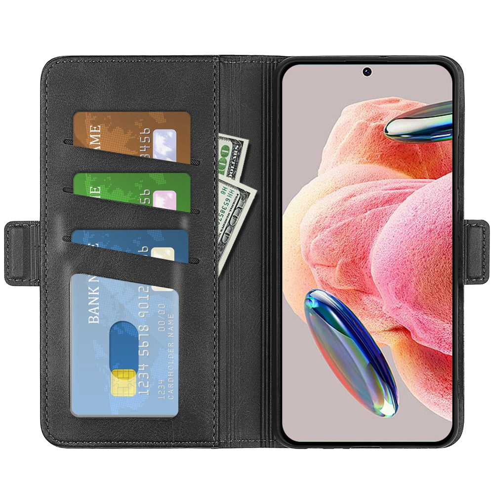 For Xiaomi Redmi Note 12 4G Calf Texture Shockproof Cover PU Leather Stand Wallet Phone Case