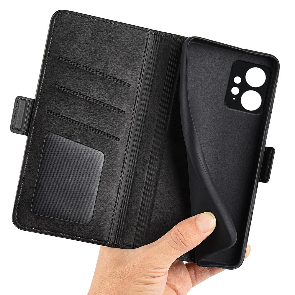 For Xiaomi Redmi Note 12 4G Calf Texture Shockproof Cover PU Leather Stand Wallet Phone Case