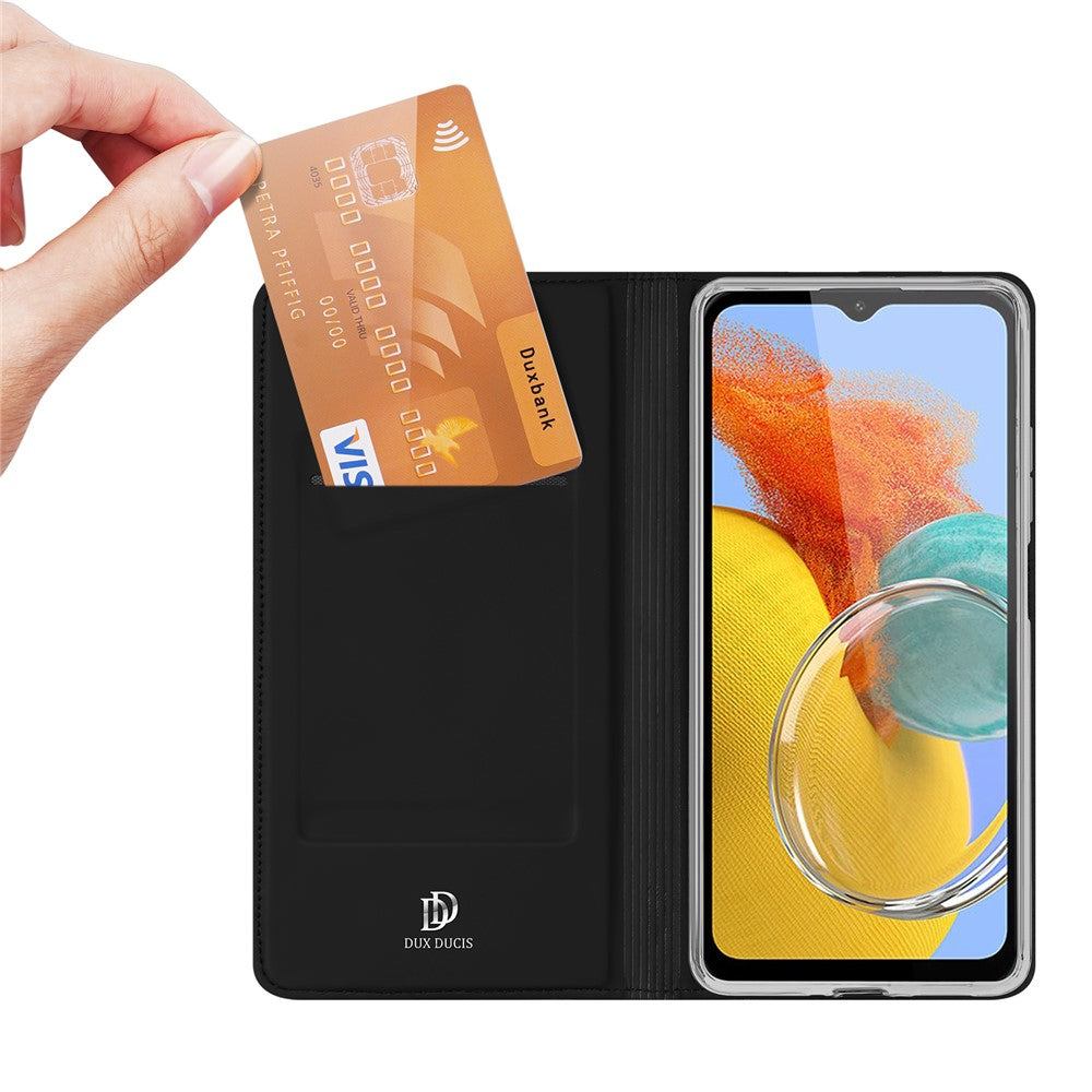 DUX DUCIS Skin Pro Series for Samsung Galaxy M14 5G Phone Case with Card Holder PU Leather Stand Flip Cover